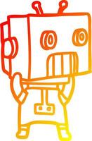 warm gradient line drawing cartoon robot vector