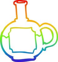 botella de comida de dibujos animados de dibujo de línea de gradiente de arco iris vector