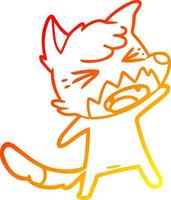 warm gradient line drawing angry cartoon fox vector