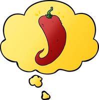 cartoon chili pepper and thought bubble in smooth gradient style vector