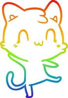 rainbow gradient line drawing cartoon happy cat vector