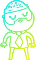 cold gradient line drawing cute cartoon man with beard vector