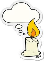 cartoon candle and thought bubble as a printed sticker vector