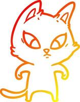 warm gradient line drawing confused cartoon cat vector