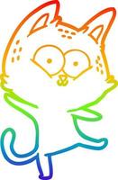 rainbow gradient line drawing cartoon cat dancing vector