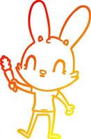 warm gradient line drawing cute cartoon rabbit with carrot vector