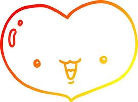 cálido gradiente línea dibujo dibujos animados amor corazón personaje vector