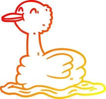 warm gradient line drawing swimming duck vector