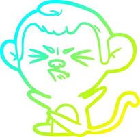 cold gradient line drawing cartoon angry monkey vector