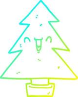 cold gradient line drawing cartoon christmas tree vector