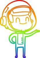 rainbow gradient line drawing happy cartoon astronaut vector