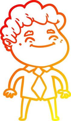 warm gradient line drawing cartoon friendly man