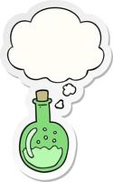 cartoon potion and thought bubble as a printed sticker vector