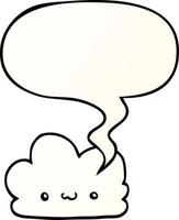 cute cartoon cloud and speech bubble in smooth gradient style vector