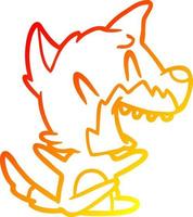 warm gradient line drawing laughing fox cartoon vector