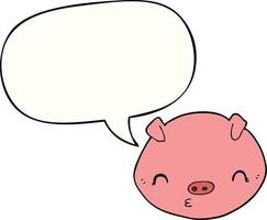 cartoon pig and speech bubble vector