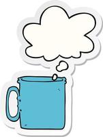 cartoon camping cup of coffee and thought bubble as a printed sticker vector