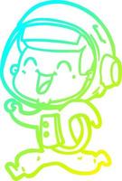 cold gradient line drawing happy cartoon astronaut vector