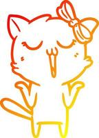 warm gradient line drawing cartoon cat vector