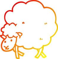 warm gradient line drawing cartoon sheep vector