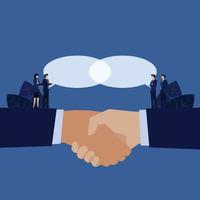 Business handshake for agreement idea united chat metaphor of one vision. vector