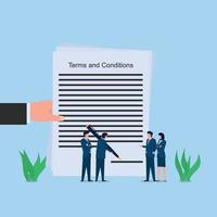 Man sign in terms and conditions metaphor of agreement. Business flat vector concept illustration.