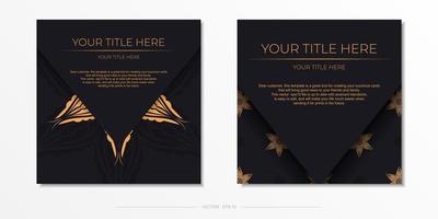 Luxurious black invitation card template with vintage indian ornaments. Elegant and classic vector elements ready for print and typography.