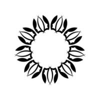 mandala indio en blanco y negro. logotipo en blanco y negro. vector oriental, patrones de terapia antiestrés. elementos de diseño de tejido. vector de logotipos de yoga.
