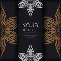Luxurious black invitation card template with vintage indian ornaments. Elegant and classic vector elements ready for print and typography.