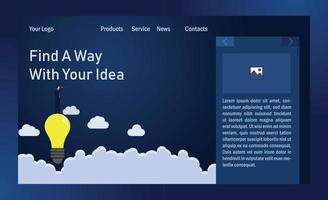 Landing Page Template. Businessman looking through the glass above the idea looking for investment. vector