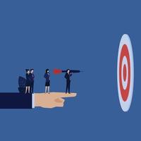 Business manager hold dart front of target metaphor of easy target. vector