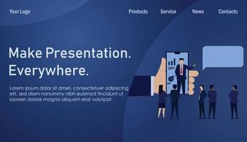 Online presentation landing page vector