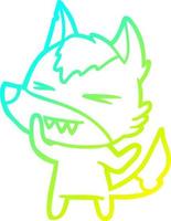 cold gradient line drawing angry wolf cartoon vector