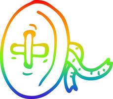 botón de dibujos animados de dibujo de línea de gradiente de arco iris vector