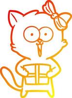 warm gradient line drawing cartoon cat vector