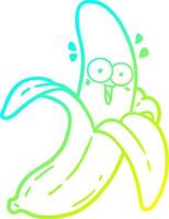 cold gradient line drawing cartoon crazy happy banana vector