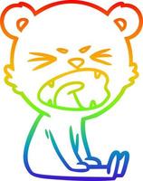 rainbow gradient line drawing angry cartoon bear vector