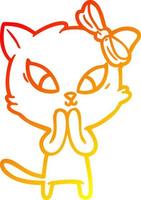 warm gradient line drawing cartoon cat vector