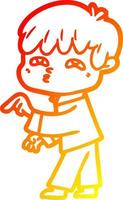 warm gradient line drawing cartoon curious man vector