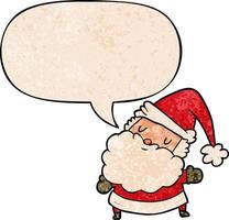 cartoon santa claus and speech bubble in retro texture style vector