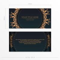 Dark green postcard template with white Indian ornaments. Elegant and classic elements ready for print and typography. illustration. vector