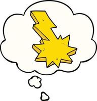 cartoon lightning strike and thought bubble vector