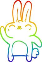 rainbow gradient line drawing cartoon happy rabbit vector