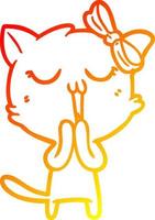 warm gradient line drawing cartoon cat vector