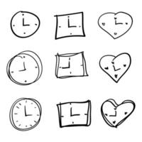 hand drawn clock in doodle style vector