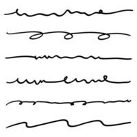 Set of hand drawn lines black and white vector