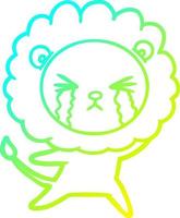 cold gradient line drawing cartoon crying lion vector