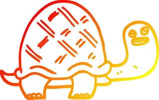línea de gradiente cálido dibujo tortuga feliz de dibujos animados vector