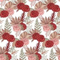 Modern dried flowers seamless pattern. Boho design. Hand drawn vector illustration