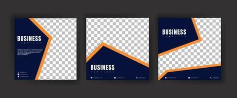 conjunto de banners de marketing de negocios digitales para la plantilla de publicación en redes sociales. fondo de color azul y naranja. tema de negocios. adecuado para publicaciones en redes sociales y publicidad web vector